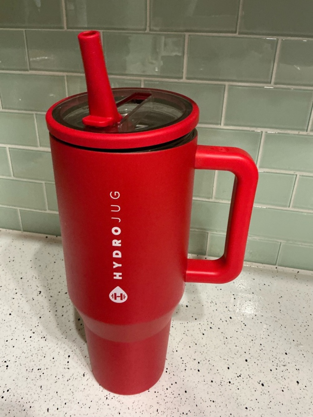 HydroJug Red Travel Tumbler with Handle and Straw Lid